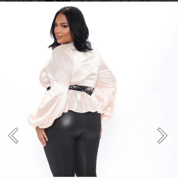 🍁🍂Fashion nova pink satin &lace blouse 2x - Picture 2 of 6